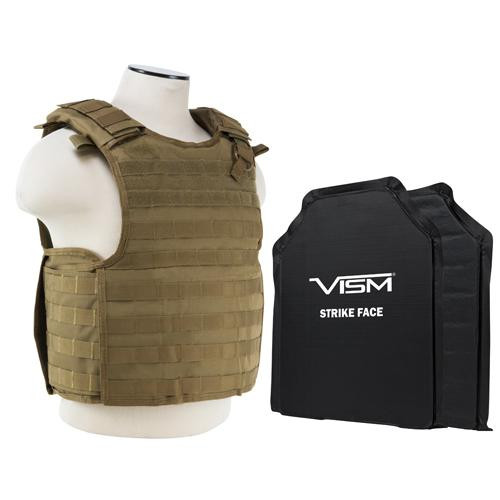 NcStar QR Plate Carrier Vest with 11" x 14" Soft Panels Tan