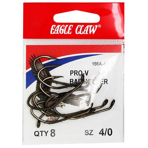 Eagle Claw ProV Bend Bait Holder Down Eye Size 4/0, Bronze