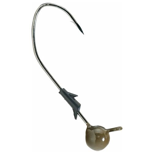 Eagle Claw TroKar ProV Bend Ball Head Jig 3/16 oz, Green Pumpkin, Black Chrome Hook