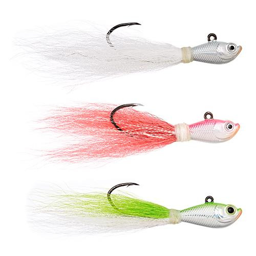 Eagle Claw Trokar Bucktail Jig Assortment 3 oz., 90 Degree, White, Pink and Chartreuse Color, Hook Black Chrome