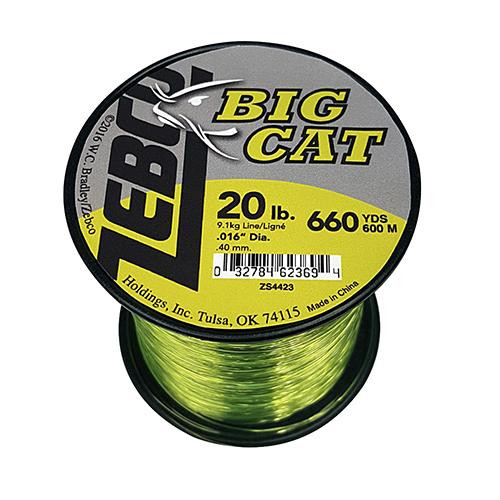 Zebco / Quantum Big Cat Line 660 Yards, .016" Diameter, 20 lbs Tested,  Hi-Vis Yellow and Low-Vis Moss Green
