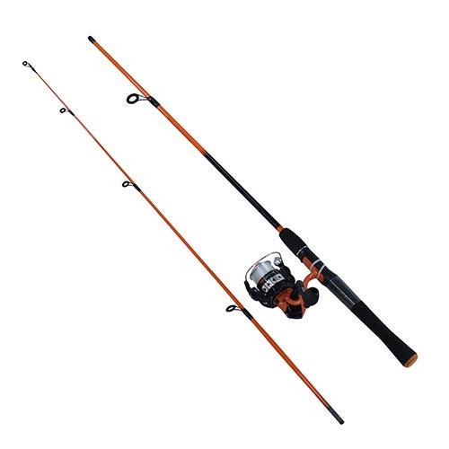 Zebco  Quantum Splash Spinning Combo Orange, 20sz, 5.3:1 Gear Ratio, 6 Length, 2 Piece Rod, 4-8 lb, Ambidextrous