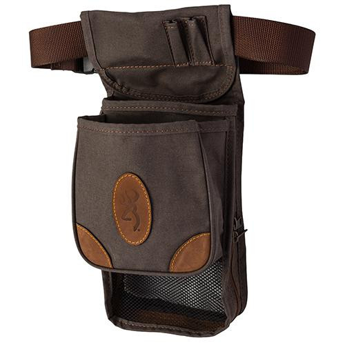 Browning Lona Canvas/Leather Large Deluxe Shell Pouch, Flint/Brown