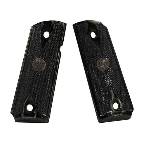 Pachmayr Renegade Wood Laminate Pistol Grips 1911 Officer, Charcoal Double Diamond