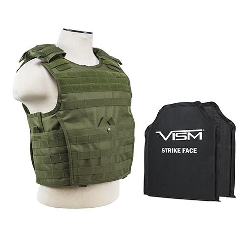 NcStar Expert Carrier Vest Extra Small to Small,, 2 BSF810 Soft Ballistic Panels 8x10, 3.7 lbs, Green