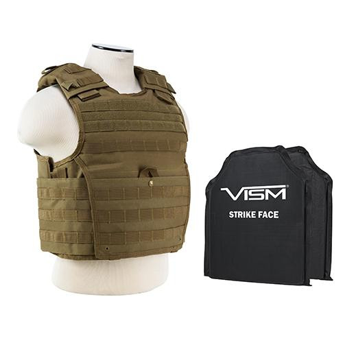 NcStar Expert Carrier Vest Extra Small to Small,, 2 BSF810 Soft Ballistic Panels 8x10, 3.7 lbs, Tan