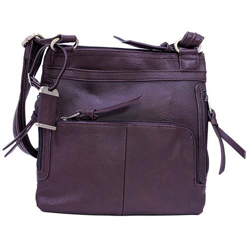 Bulldog Cases Purse Medium Cross Body Style with Holster, Chocolate Brown