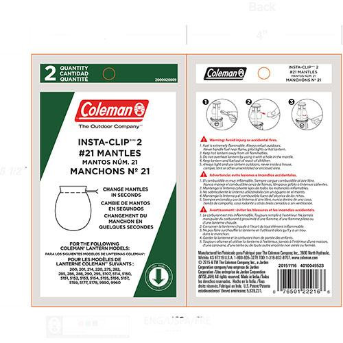 Coleman Mantle Sock Insta Clip Tab, 2 Pack