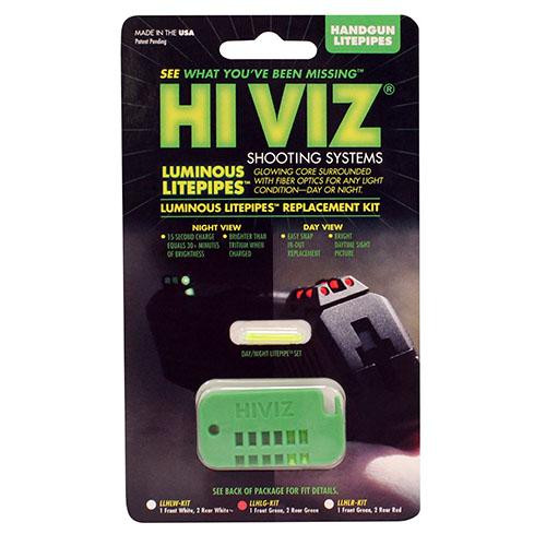 HIVIZ Sight Systems L Luminous LitePipe Rplcmnt Kit Front and Rear, Green