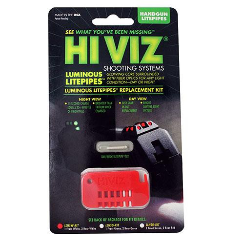 HIVIZ Sight Systems S Luminous LitePipe Replacement Kit Front and Rear, White