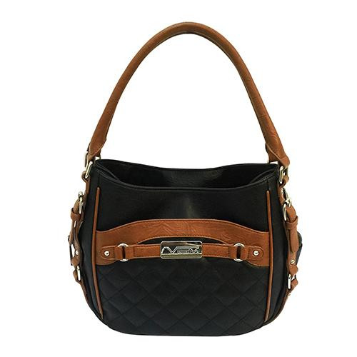 NcStar VISM Concealed Carry Quilted Hobo Bag Black with Brown Trim