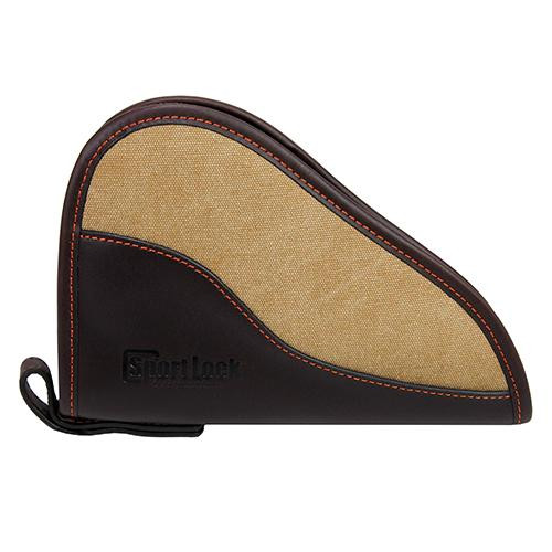 SportLock Handgun Case 8", Brown Leather/Tan Canvas