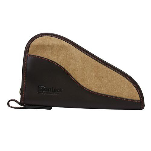 SportLock Handgun Case 10", Brown Leather/Tan Canvas