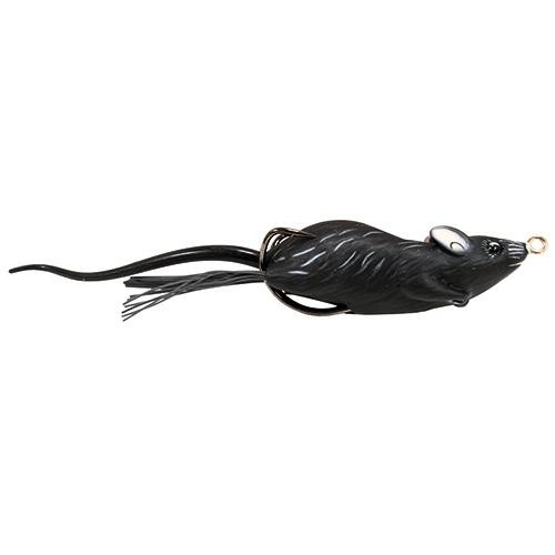 LiveTarget Lures Field Mouse Hollow Body Freshwater, 2 3/4", 2/0 Hook, Topwater Depth, Black/Black