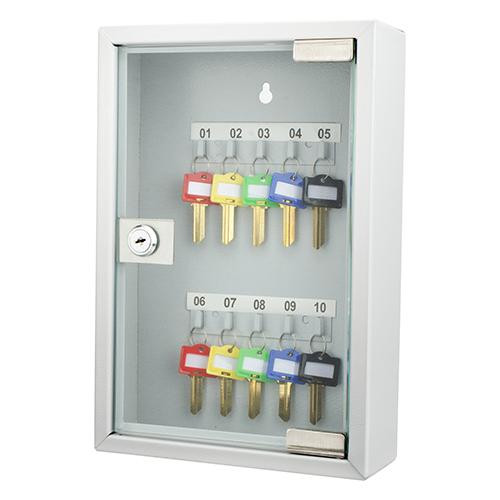 Barska Optics Lock Box with Glass Door 10 Keys, Gray