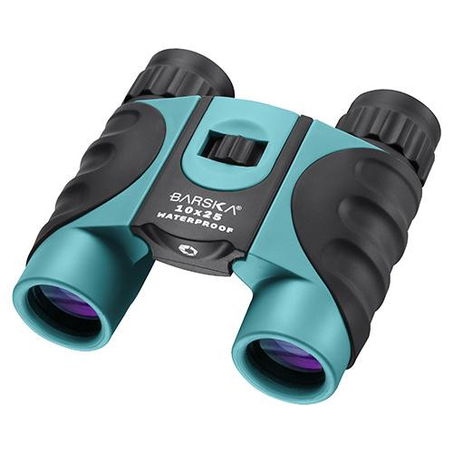 Barska Optics Colorado Waterproof Binocular 10x25mm, Black with Blue Lens, Clam Package