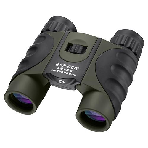 Barska Optics Colorado Waterproof Binocular 10x25mm, Green with Blue Lens, Clam Package
