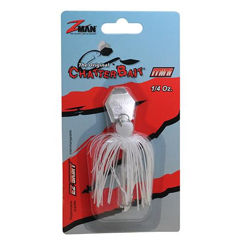 Z-man ChatterBait Mini Lures 3" Length, 1/4 oz Weight, White, Per 1