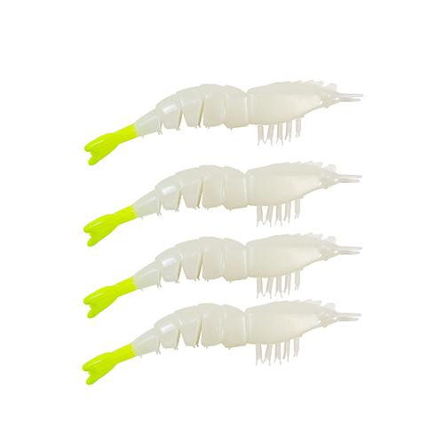 Z-man Un-Rigged EZ ShrimpZ 3 1/2" Length, Glow/Chartreuse Tail, Package of 4
