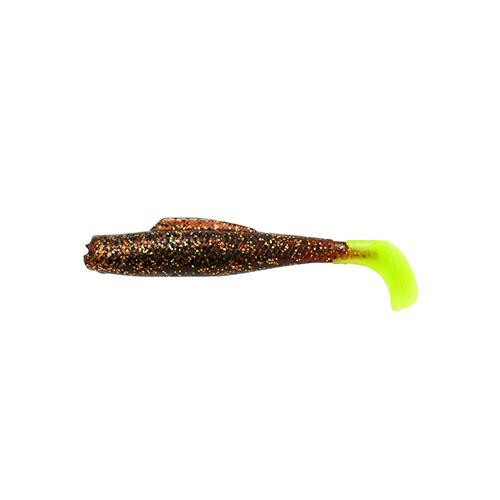 Z-man Minniowz Soft Plastic Lures 3" Length, Rootbeer/Chartreuse Tail, Package of 6