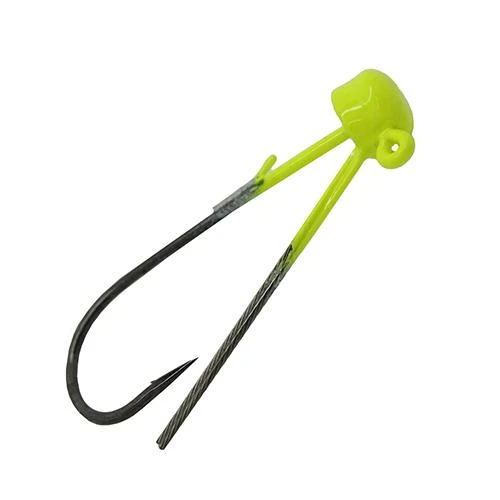 Z-man Power Finesse Shroomz Weedless Hooks 1/10 oz Weight, 3/0 Hook, Chartreuse, Per 3