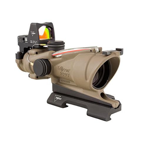 Trijicon ACOG 4x32mm Dual Illuminated Scope Red Crosshair Reticle with 3.25 MOA RMR Type 2 Sight, Flat Dark Earth