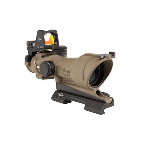 Trijicon ACOG 4x32mm Dual Illuminated Scope  Amber Crosshair Reticle with 3.25 MOA RMR Type 2 Sight, Flat Dark Earth