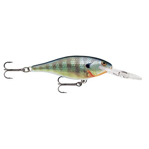 Rapala Shad Rap Lure Size 07, 2 3/4" Length, 5'-11' Depth, 2 Number 6 Treble Hooks, Bluegill, Per 1