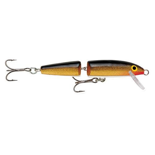 Rapala Jointed Lure Size 07, 2 3/4" Length, 4'-6' Depth, 2 Number 8 Treble Hooks, Gold, Per 1