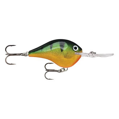 Rapala Dives-To Series Custom Ink Lure Size 06, 2" Length, 6' Depth, 2 Number 5 Treble Hooks, Perch, Per 1