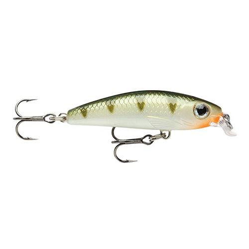 Rapala Ultra Light Minnow Lure Size 06, 2 1/2" Length, 2'-3' Depth, 2 Number 8 Treble Hooks, Yellow Perc, Per 1
