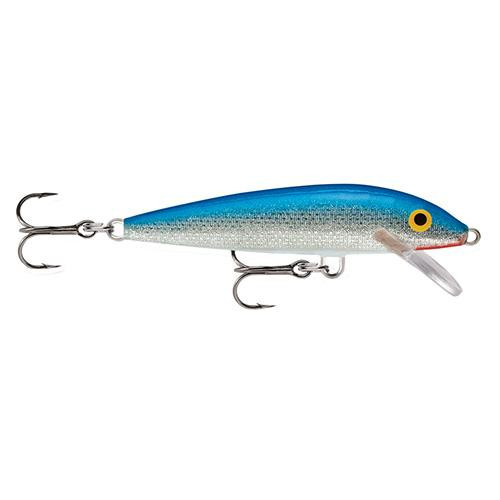 Rapala Original Floating Lure Size 05, 2" Length, 3'-5' Depth, 2 Number 10 Treble Hooks, Blue, Per 1