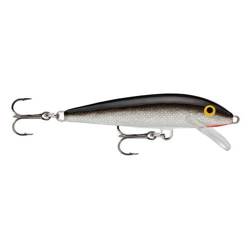 Rapala Original Floating Lure Size 05, 2" Length, 3'-5' Depth, 2 Number 10 Treble Hooks, Silver, Per 1