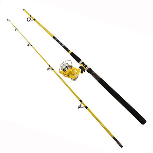Okuma Fin-Chaser Spinning Combo 40 Reel Size, 1BB Bearings, 76 Length 2pc, 1/4-3/4 oz Lure Rate, Ambidextrous
