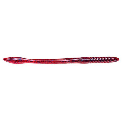 Strike King Lures Bull Worm Soft Plastic Lure 10" Body Length, Plum, Per 6
