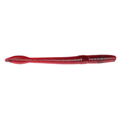 Strike King Lures Bull Worm Soft Plastic Lure 8" Body Length, Red Bug, Per 6