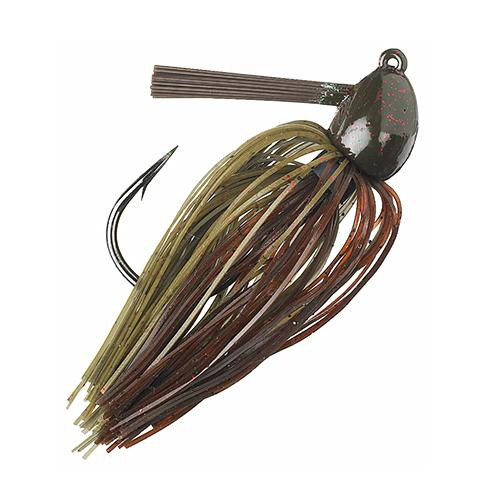 Strike King Lures Hack Attack Fluoro Flipping Jig 5/0 Hook, 1/2 oz, Green Pumpkin Craw, Per 1