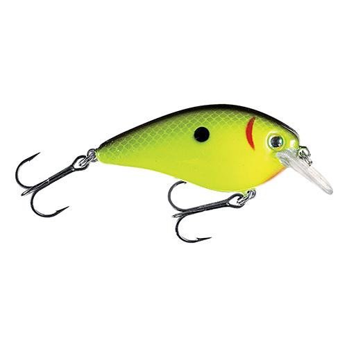 Strike King Lures KVD Square Bill Silent Crankbaits Model 1.0, 2" Length, 3/8 oz, #6 Hook, Black Back Chartreuse, Package of 1
