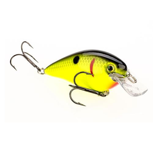 Strike King Lures KVD Square Bill Hard Lure Model 1.5, 1 1/2" Body Length, 3'-5' Depth, Black Back Chartreuse, Per 1