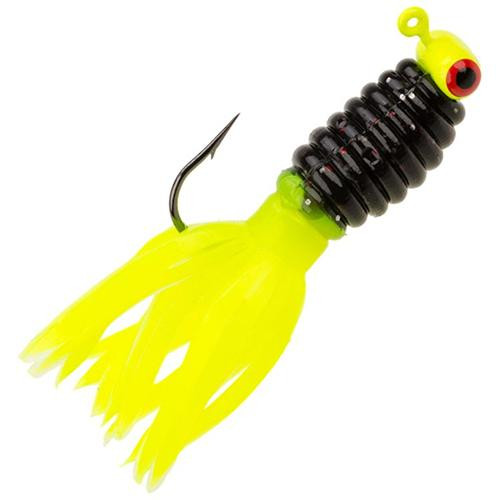 Strike King Lures Mr. Crappie Sausage Head Jig  1/16 oz. #4 Hook, Tuxedo Black-Chartreuse, Package of 3