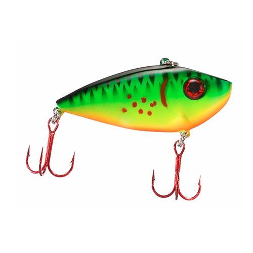 Strike King Lures Red Eyed Shad 1/2 oz Hard Lipless Crankbait Lure 3 1/4" Length. 8' Depth, Two Number 6 Treble Hooks, Bleeding Fire Tiger, Per 1