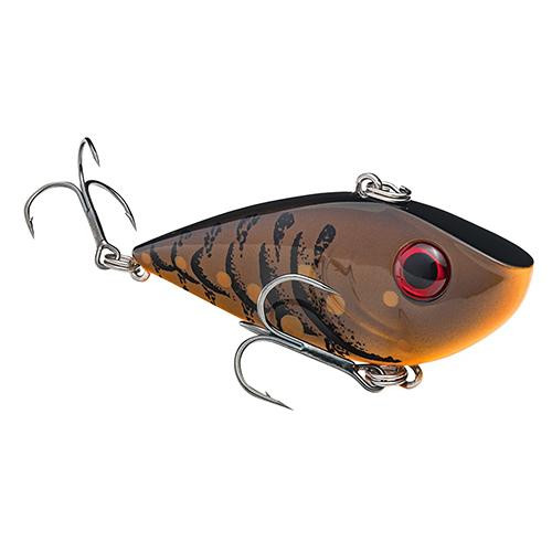 Strike King Lures Red Eyed Shad 1/2 oz Hard Lipless Crankbait Lure 3 1/4" Length. 8' Depth, Two Number 6 Treble Hooks, Brown Craw, Per 1