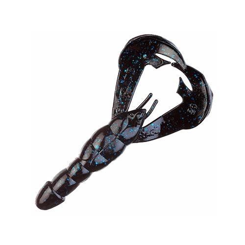 Strike King Lures Rage Tail Craw Soft Lure 4" Body Length, Black Blue Flake, Per 7