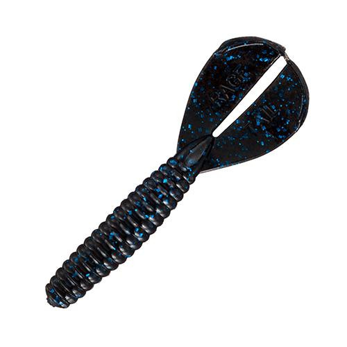 Strike King Lures Rage Twin Tail Menace Grub Soft Bait Lure 4" Body Length, Black/Blue Flake, Per 8