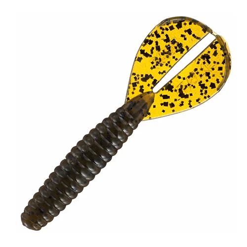 Strike King Lures Rage Twin Tail Menace Grub Soft Bait Lure 4" Body Length, Green Pumpkin, Per 8