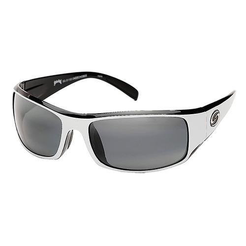 Strike King Lures S11 Optics Sunglasses Okeechobee Style, Shiny White/Black Two Tone Frame, Gray Lens
