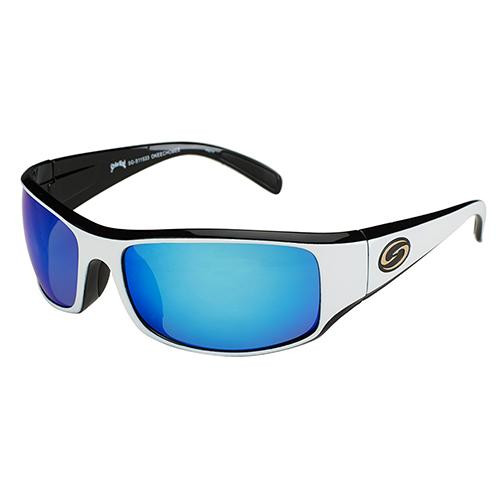 Strike King Lures S11 Optics Sunglasses Okeechobee Style, Two Tone Frame, Multi Layer White Blue Mirror/Gray Base Lens