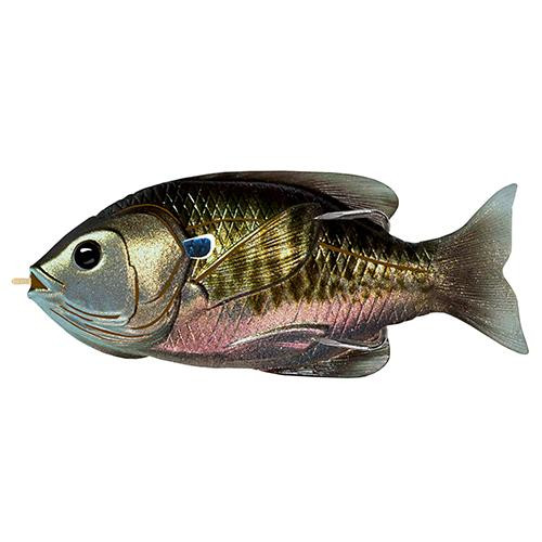 LiveTarget Lures Sunfish Hollow Body Freshwater, 4" Length, 3/4 oz, Topwater Depth, Midnight/Metallic Bluegill, Per 1