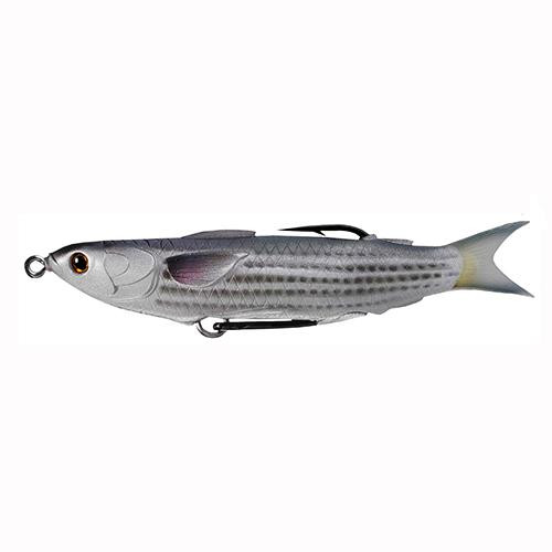 LiveTarget Lures Mullet Hollow Body Lure Saltwater, 3 3/4" Length, 3/8 oz, Surface Depth, Natural/Black, Per 1