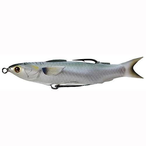 LiveTarget Lures Mullet Hollow Body Lure Saltwater, 5 3/8" Length, 5/8 oz, Surface Depth, Silver, Per 1